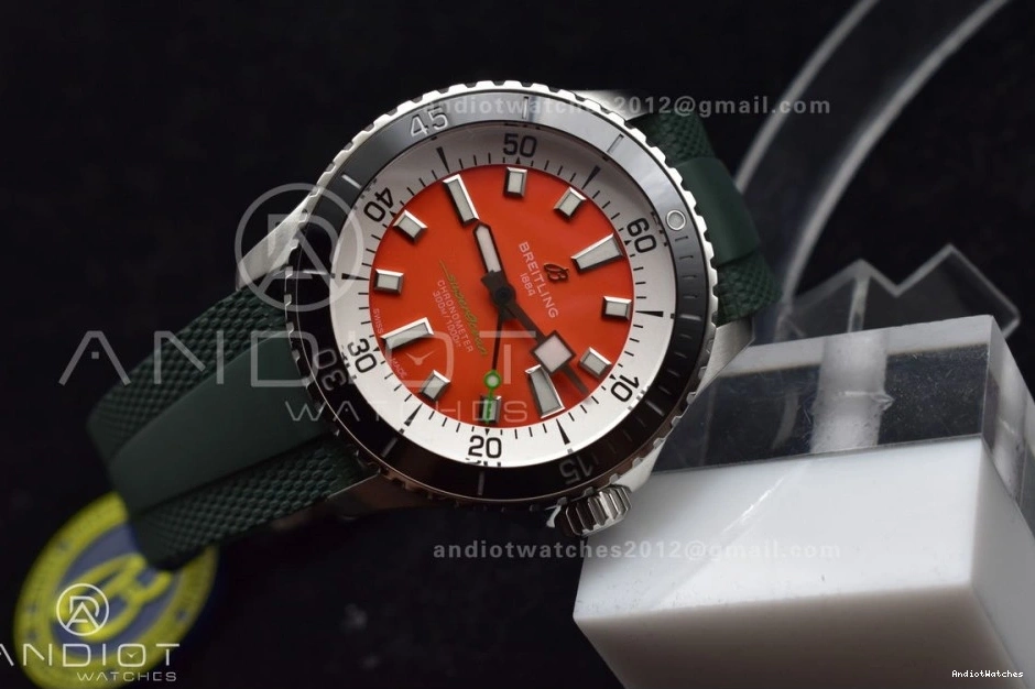 Rubber SuperOcean BLSF FashionForward 1:1 Automatic Orange 42 on Green Strap SS A 1164 Best Edition Dial 1226